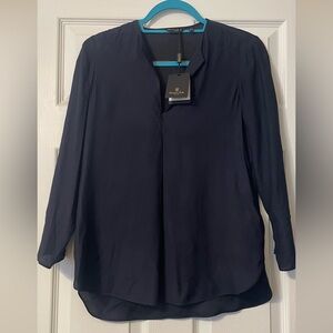 Elegant Massimo Dutti midnight blue  Long Sleeve Blouse size 2 NEW with tags